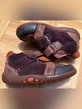Clarks First Shoes Toddler Boys Brown Leather Suede Mid Top Boots Size 7 MW